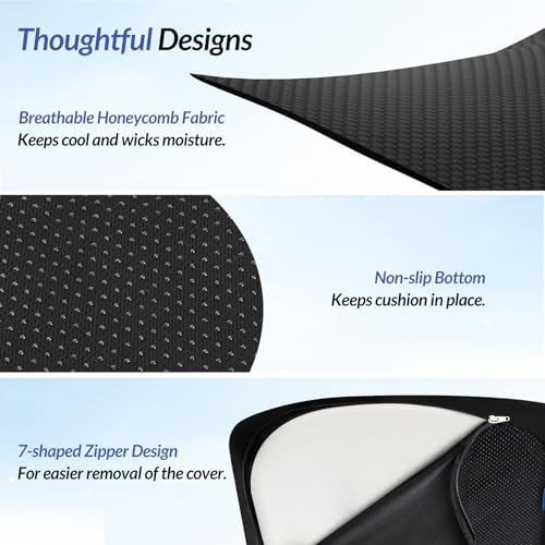 Pioneering Seat Cushion for Pressure Relief, Ergonomic Office Chair Cushion for Sciatica, Back, Hemorrhoids & Tailbone Pain Relief, High-Density Memory Foam Car Seat Cushion with Anti-Slip Base