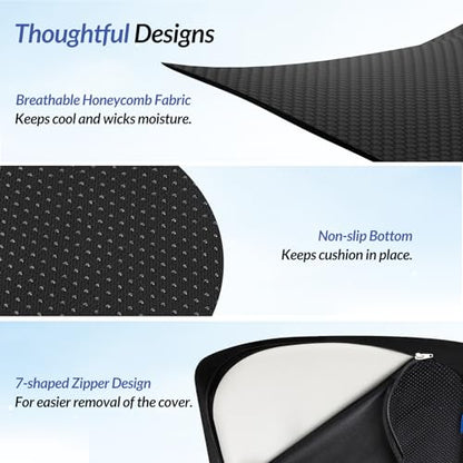 Pioneering Seat Cushion for Pressure Relief, Ergonomic Office Chair Cushion for Sciatica, Back, Hemorrhoids & Tailbone Pain Relief, High-Density Memory Foam Car Seat Cushion with Anti-Slip Base