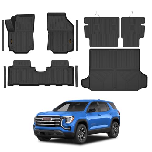 Floor Mats Custom for GMC Terrain 2018-2024 Trunk Mat with Backrest Mat All Weather TPE Full Set Liners Cargo Protector & Door Sill Guards for Terrain Accessories, Black - size: For GMC Terrain 2018-2024 Floor Mats Full Set
