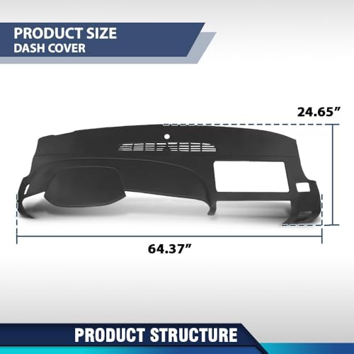 PIT66 Dash Cover Dashboard Bezel, Fit Chevy Silverado (LS, LT, or Work Truck ONLY), Fit GMC Sierra 2007-2013 (SL, SLE, or Work Truck ONLY), (Dual Glovebox Style Dashes Only) TPE - size: 2007-2013 Silverado/Sierra(Black | Set)