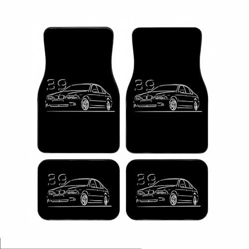 Universal Fit Car Floor Mats Set of 4Pcs, E39 Car Print All-Weather Front Rear Car Carpet Mats, Non-Slip Car Floor Mat Car Accessories for Automotive Trucks SUV Sedans Vans - color: E39 Car Print