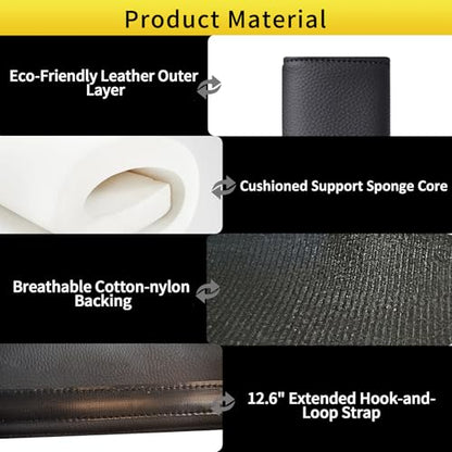 2PCS Car Seat Belt Cover Pad Extra Long 13 Inch, Car Seat Shoulder Strap Pads, Thick Leather Seatbelt Cushion Protect Neck & Shoulder, Universal Car Seatbelt Covers Pad for Most Vehicles (Black)
