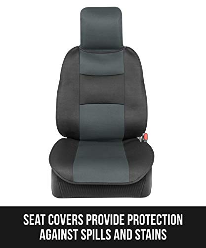 BDK EasyFit Car Seat Covers for Front Seats, Gray – Front Seat Cover Set with Integrated Headrest Cover, Quick Slip-On Installation and Two-Tone Accent, Fits Most Car Truck Van SUV - color: Charcoal