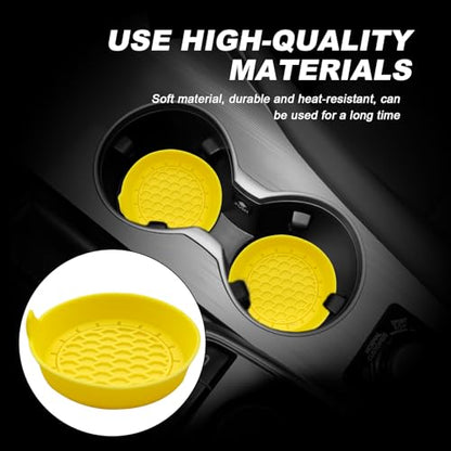 4-Pack Universal Cup Holder Coasters, Black Silicone Inserts - Keep Your Car Clean with Non-Slip & Spill-Proof Coasters for All Vehicles (Yellow) - color: Yellow