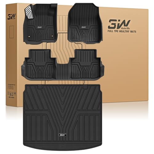3W Floor Mats & Cargo Liner Fit for Honda CR-V 2023 2024 2025 2026 (Include Hybrid), All Weather TPE Custom Fit CRV Floor Liner 1st, 2nd Row and Trunk (Upper Positon) Full Set Car Mats Black - size: 2.Honda CR-V 2023-2026 Floor Mats & Cargo Liner