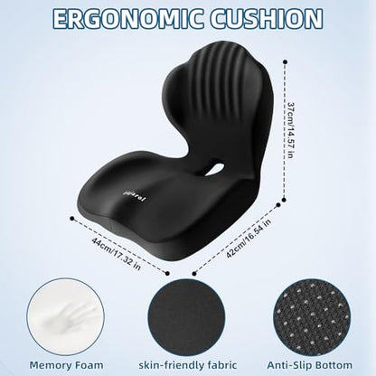 Seashell Seat Cushion - Memory Foam Cushion for Office Chair, Car Seat, Airplane - Sciatica & Hip & Coccyx Pain Relief for Long Sitting Office Workers, Car Drivers
