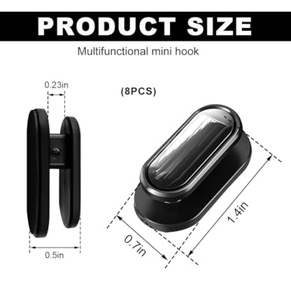 8 PCS Car Mini Hooks, Self-Adhesive Multifunctional Hanging Car Storage Hooks on Dashboard, Universal Vehicle Hook Stickers for Keys Mask Charging Cable, Car Accessories (Glossy)