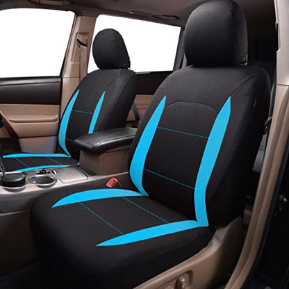 Flying Banner Car Seat Covers Front Seats Rear Bench Polyester car seat Protectors Easy installations Rear Bench Split Classic Man Lady Truck - color: Black & Mint Blue