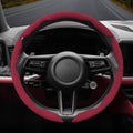 Suede Thin Car Steering Wheel Cover, 3 Piece, Fits 14-16 inch Round Steering Wheels, Red - color: Red, size: 3pcs: Fits Round Steering Wheels