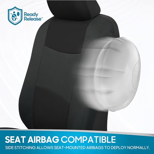 BDK PolyPro Car Seat Covers Full Set in Reverse Charcoal, Front and Rear Split Bench Seat Covers for Cars, Easy to Install Car Seats Cover Set and Accessories for Auto Trucks SUV - Reverse Charcoal - color: Reverse Charcoal