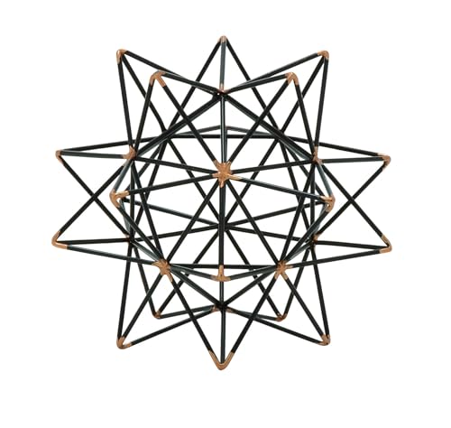 Deco 79 Metal Geometric Decorative Sculpture Home Decor Statue with Gold Accents, Accent Figurine 7" x 7" x 7", Black