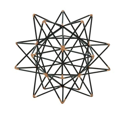 Deco 79 Metal Geometric Decorative Sculpture Home Decor Statue with Gold Accents, Accent Figurine 7" x 7" x 7", Black