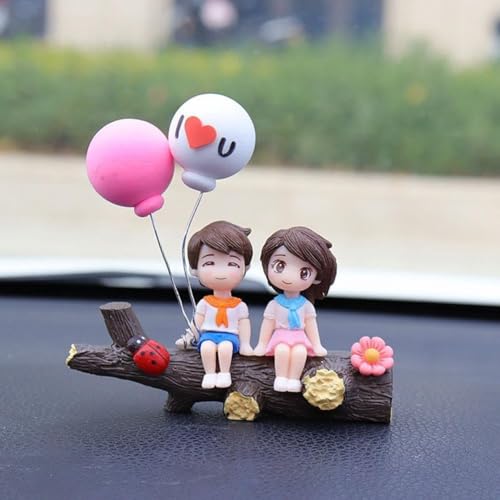 Cute Cartoon Car Decoration,Couple Ornaments, Car Dashboard Decorations Girl and Boy Ornament,Car Interior Resin Ornaments Suit,Dashboard Figurine Gifts for Automotive Ceiling Fans