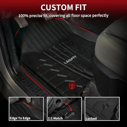 LASFIT Floor Mats for Ram 1500/2500/3500 Crew Cab 2013-2018 Front, for Ram 1500 Classic Crew Cab 2019-2024 All Weather TPE Custom Fit Car Mats Truck Front Liners 1st Row Only, Black - style: 1) 1500/2500/3500 | 2013-2018 |Crew Cab Front Floor Mats