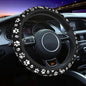 Paw Print Steering Wheel Cover - Black and White Dog Paw Steering Wheel Car Accessories Universal 15 Inch Cute Steering Wheel Cover Girls Women Men Anti Slip Breathable Wheel Cover Protector - color: Paw Print
