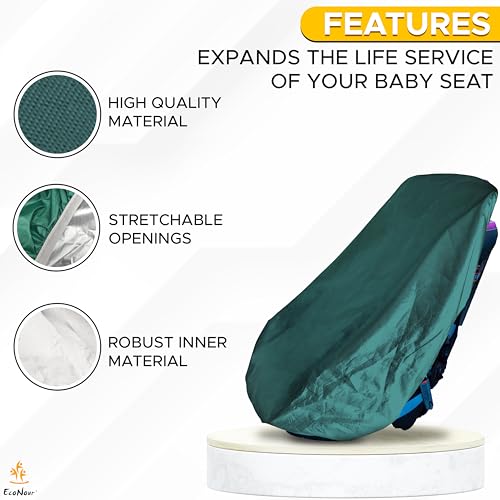 EcoNour Baby Car Seat Sun Shade Cover | Infant Car Seat Heat Protector | Reflective Shield Keeps Baby Seat Cool | UV Protection Cover for Travel | Green - color: Green