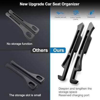 2PCS Car Seat Gap Filler Organizer, Car Side Seat Gap Filler with Phone Holder, Gap Stopper Fill Gap Between Seat and Console to Stop Things from Dropping Fit Cars SUVs Trucks（Black）