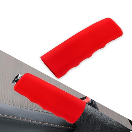 1 PC Car Anti-skid Handbrake Protector, 4.8" Long Comfortable Breathable Silicone Decoration, Wavy Ergonomic Design Emergency Brake Parking Cover, Uniersal Car Interior Accessories (Red) - color: Red