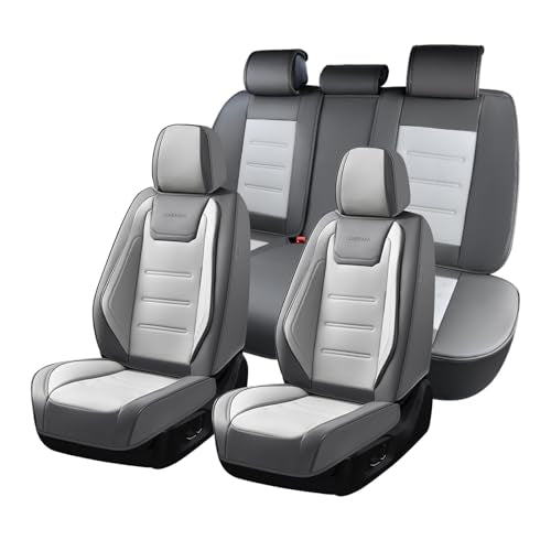 Coverado Car Seat Covers Full Set, Seat Covers for Cars, Front Seat Covers and Back Seat Cover Waterproof Leather Automotive Seat Cover, Universal Car Interior Protectors Cushion for Most Cars - color: Lgray, size: FullSet