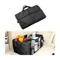 Car Trunk Organizer, Collapsible Multi-Compartment Large Capacity Vehicle Storage Container, Foldable Adjustable Automotive Interior Organization Box, Universal Fit (Black)