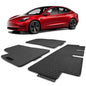 Spurtar for Tesla Model 3 Floor Mats 2017-2026, Car Floor Mats All Weather Automotive with 3D Extended Edge, 3 Pack Honeycomb Design Front & Rear Rubber All-Weather Protector, Black - size: 2017-2025 Rubber (3PCS)