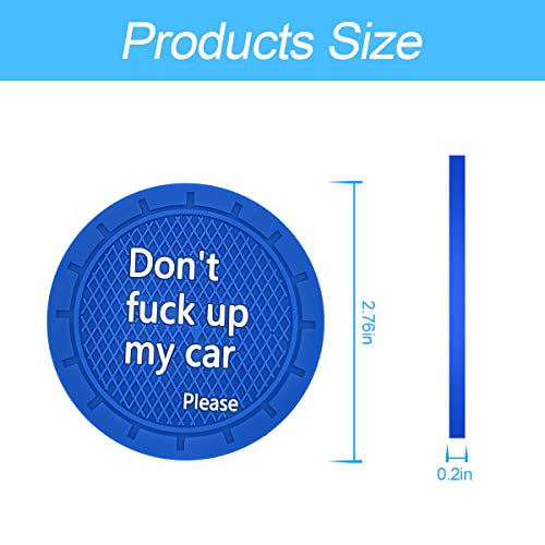 Car Cup Coaster, 4Pcs 2.75 Inch Auto Cup Holder Insert Coasters, Non-Slip Waterproof Embedded Drink Mat, Automotive Interior Accessories for Men and Women (D Blue/4PCS) - color: D Blue/4PCS