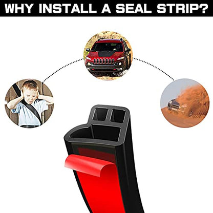 19.7FT Universal Car Weather Stripping, Self-Adhesive Door Rubber Seal Strip, Auto Engine & Window Noise Insulation (47/100" x 2/5") - size: 16.5 Feet Long