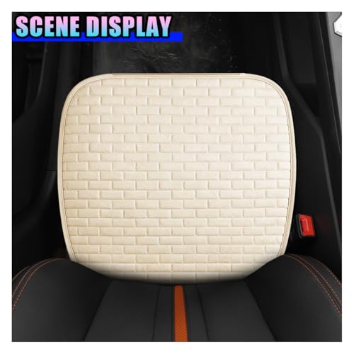 Car Front Seat Cover, Comfortable Linen Automotive Seat Pad with Storage Pocket, Anti-Slip Breathable Vehicle Seats Protection Mat, Universal Car Interior Seats Pad for SUV, Truck (Beige-S) - size: Beige-S