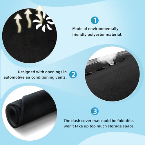 Dashboard Dash Cover Mat for Toyota Camry 2007 2008 2009 2010 2011 Polyester Custom Fit Toyota Camry Accessories Dash Cover (Camry 2007-2011, Black) - size: Toyota Camry 2007-2011