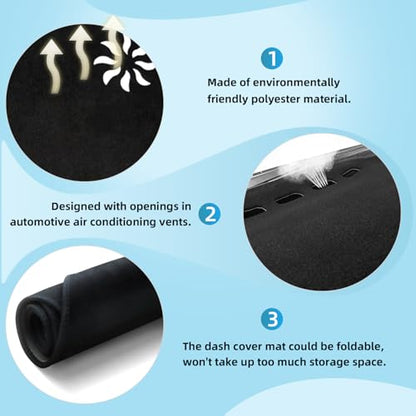 Dashboard Dash Cover Mat for Toyota Camry 2007 2008 2009 2010 2011 Polyester Custom Fit Toyota Camry Accessories Dash Cover (Camry 2007-2011, Black) - size: Toyota Camry 2007-2011