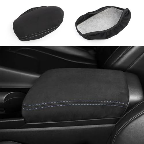 1 Piece Car Armrest Cushion Pad Memory Foam Center Console Armrest Cover Cushion Compatible with Hyundai Elantra 2021-2024 Accessories(Blue Line Stitches) - color: Black Covering Blue Line Stitches Armrest Cushion
