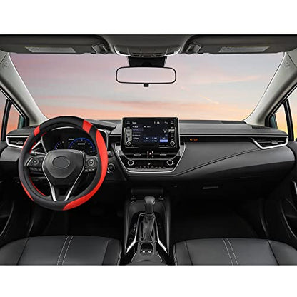 West Llama Customized Auto Car Steering Wheel Cover for Toyota Tacoma,4Runner,Tundra,Sequoia,15.5-16 inch (Black+Red-Large Size) - color: A-Black+Red, size: Large Size (15 ½''-16'')