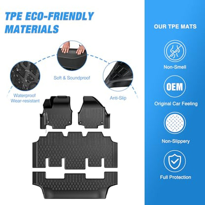 Nilight TPE Floor Mats for Chrysler Pacifica 2017 2018 2019 2020 2021 2022 2023 2024 2025 2026 (Not Hybrid) All Weather Custom Fit Heavy Duty Floor Liners - color: 2017-2026 Chrysler Pacifica