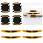 BDZMC 8PCS Car Door Handle Protector Stickers, 3D Carbon Fiber Paint Guard Cover, Outdoor Safety Warning Reflective Protective Films, Car Door Handle Scratch Protector for Most Cars (Yellow)