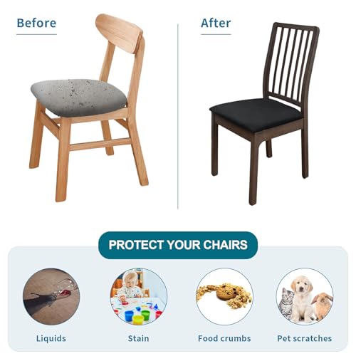 KRFOONN Waterproof Seat Covers for Dining Room Chairs Set of 4 with Bench Cover Washable Dining Chair Covers Removable Kitchen Chair Cushion Slipcovers Protector, A1 - color: Color A1