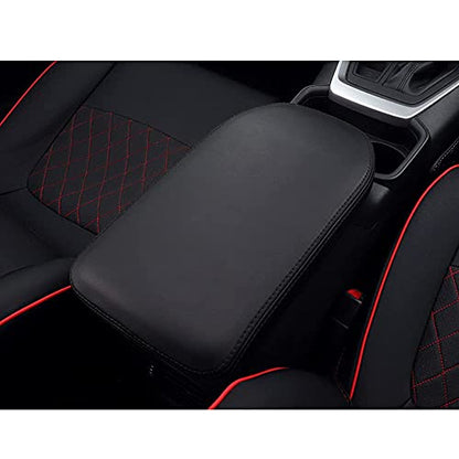 INTGET Center Console Armrest Cover for 2025 Toyota RAV4 Accessories 2024 2023 2022 2021 2020 2019 Leather Middle Console Lid Cover Pad Protector Elbow Arm Rest Covering Car(Black) - color: black