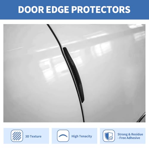 4PCS Car Door Edge Guards Universal 3D Carbon Fiber Texture Anti-Collision Scratch Protector Strips Flexible Silicone Trim with Nano Adhesive for Sedan SUV Truck Black - color: BLack