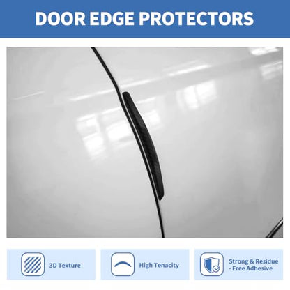 4PCS Car Door Edge Guards Universal 3D Carbon Fiber Texture Anti-Collision Scratch Protector Strips Flexible Silicone Trim with Nano Adhesive for Sedan SUV Truck Black - color: BLack