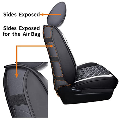 Tomatoman Tacoma Seat Covers Customized for 2005-2025 2026 Sport Double Cab SR V6 Pickup Truck, Waterproof Faux Leather Car Cushions(2 PCS Front, Black-White) - color: 2 PCS Front/Black-White