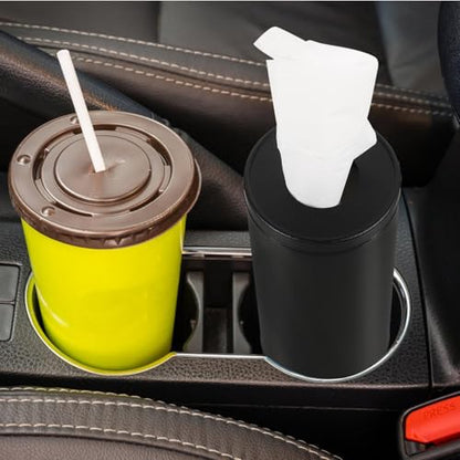 Luxshiny Car Tissue Holder Round Dispenser Aluminum Alloy Refillable Tissue Box with Modern Design for Car Cup Holder Auto Interior Organization