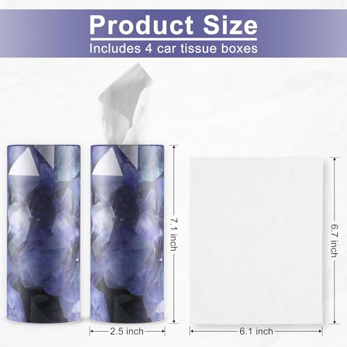 Car Tissue Holder, 4 Pack Car Cup Holder Facial Tissues with Travel Tissue Bag, Quick and Convenient Flower Combination Box(4 Canisters/200 Tissues) Purple - color: Purple-White