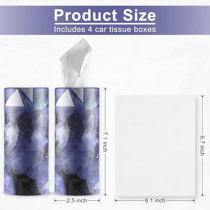 Car Tissue Holder, 4 Pack Car Cup Holder Facial Tissues with Travel Tissue Bag, Quick and Convenient Flower Combination Box(4 Canisters/200 Tissues) Purple - color: Purple-White