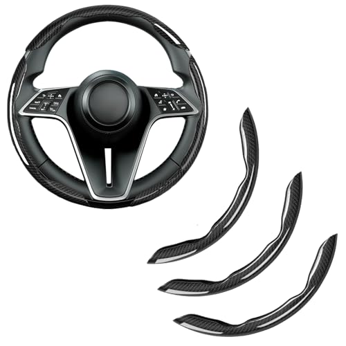 3-Piece Carbon Fiber Steering Wheel Cover, Anti-Slip & Segmented Thin Design for Comfort Grip, Universal Fit 99% Cars SUV Truck,Black - color: Black