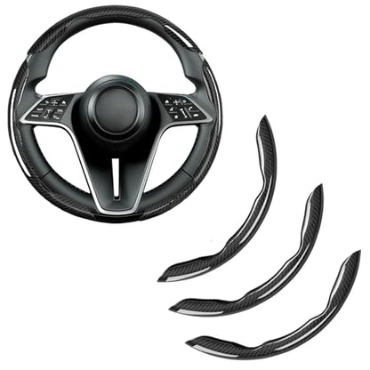 3-Piece Carbon Fiber Steering Wheel Cover, Anti-Slip & Segmented Thin Design for Comfort Grip, Universal Fit 99% Cars SUV Truck,Black - color: Black