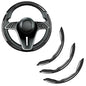 3-Piece Carbon Fiber Steering Wheel Cover, Anti-Slip & Segmented Thin Design for Comfort Grip, Universal Fit 99% Cars SUV Truck,Black - color: Black