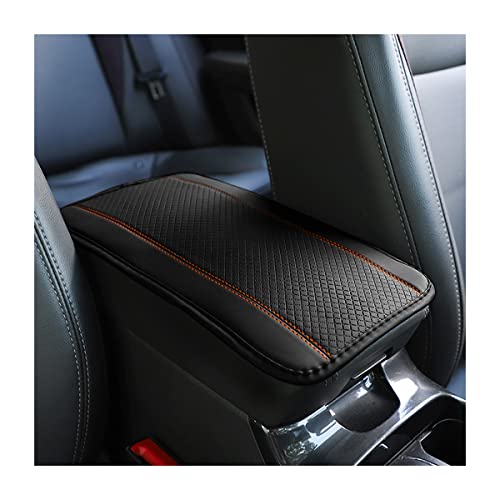 8sanlione Car Armrest Storage Box Mat, Fiber Leather Car Center Console Cover, Car Armrest Seat Box Cover Accessories Interior Protection for Most Vehicle, SUV, Truck, Car (Black/Orange) - color: Black/Orange
