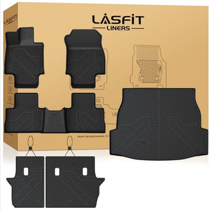LASFIT Floor Mats & Backrest Mats & Trunk Mat for Toyota RAV4 2019-2025 (Not Fit Hybrid) All Weather TPE Custom Fit Floor Liners Car Mats Full Set Accessories, Lifespan 5 Years+, Black