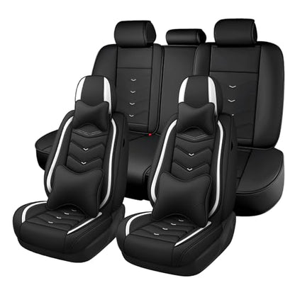 Car Seat Cover for KIA Soul 2010-2025, Seat Covers Full Set,Non-Slip Waterproof seat Cover,Wear-Resistant Nappa Leather car seat Covers. (Luxury 5 Seats/Black White) - color: Black White, size: Luxury 5 Seats
