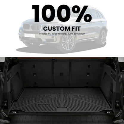 LASFIT Trunk Mat for BMW X5 2014 2015 2016 2017 2018, All Weather TPE Cargo Mats Custom Fit Cargo Liner Front & Rear Trunk Liner, Black - size: 3) X5 2014-2018 | Cargo Mat