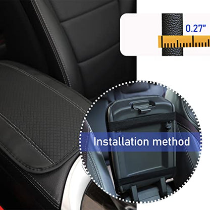 Ziciner Car Center Console Armrest Pad, 12.6X 7.2 Inch PU Leather Waterproof Auto Armrest Seat Box Cover Protector, Universal Car Interior Accessories (Black & Grey) - color: Black & Gray